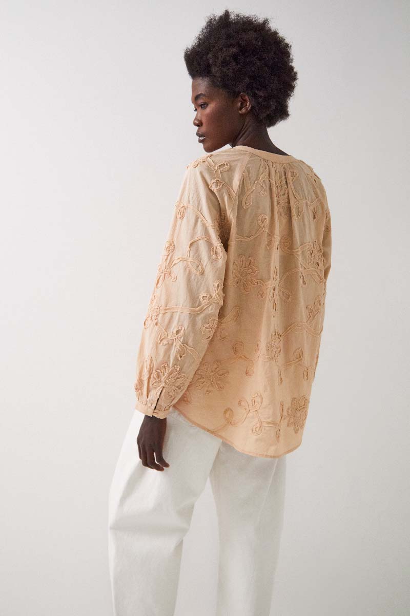 Avari Embroidered Caramel Top
