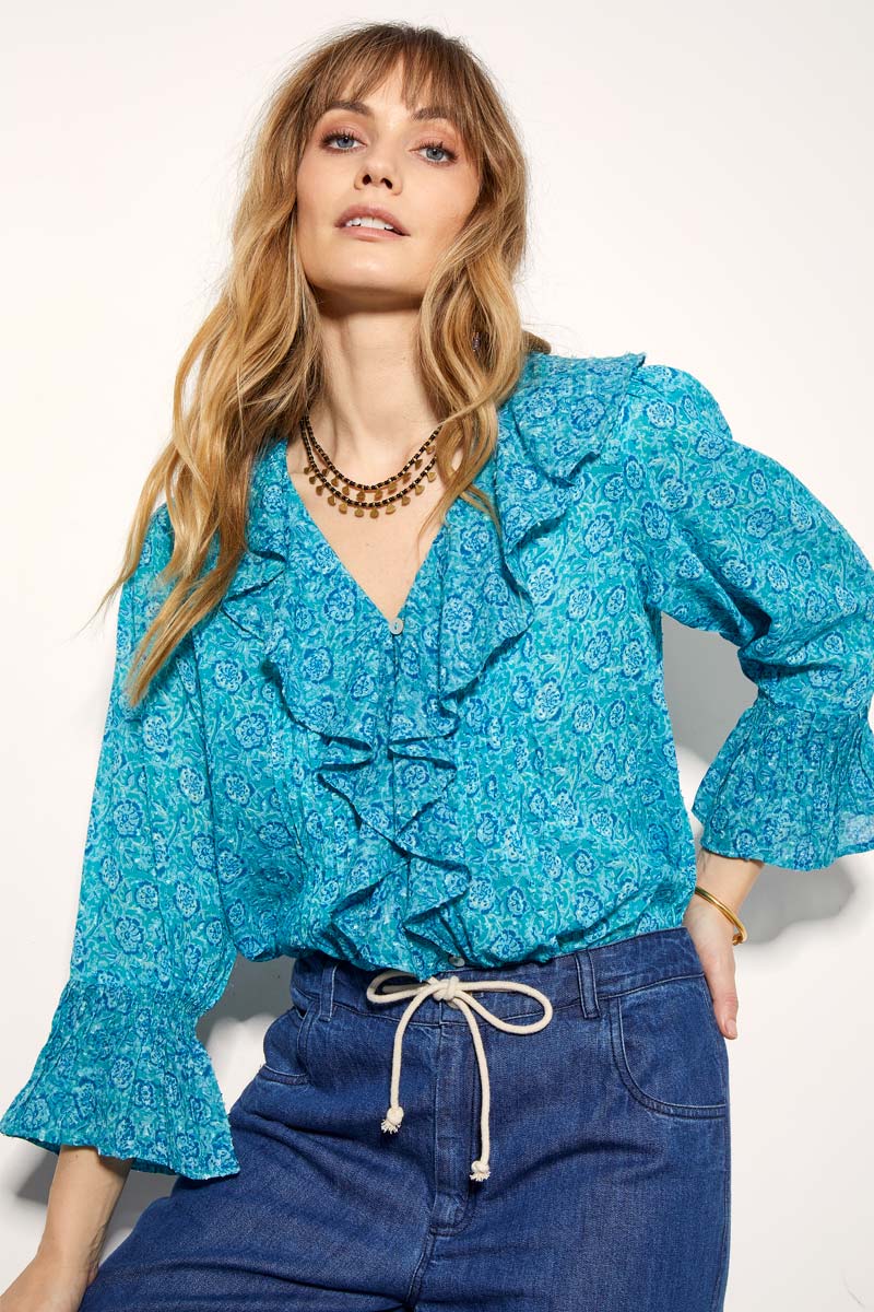 Charu Floral Ruffle Blouse