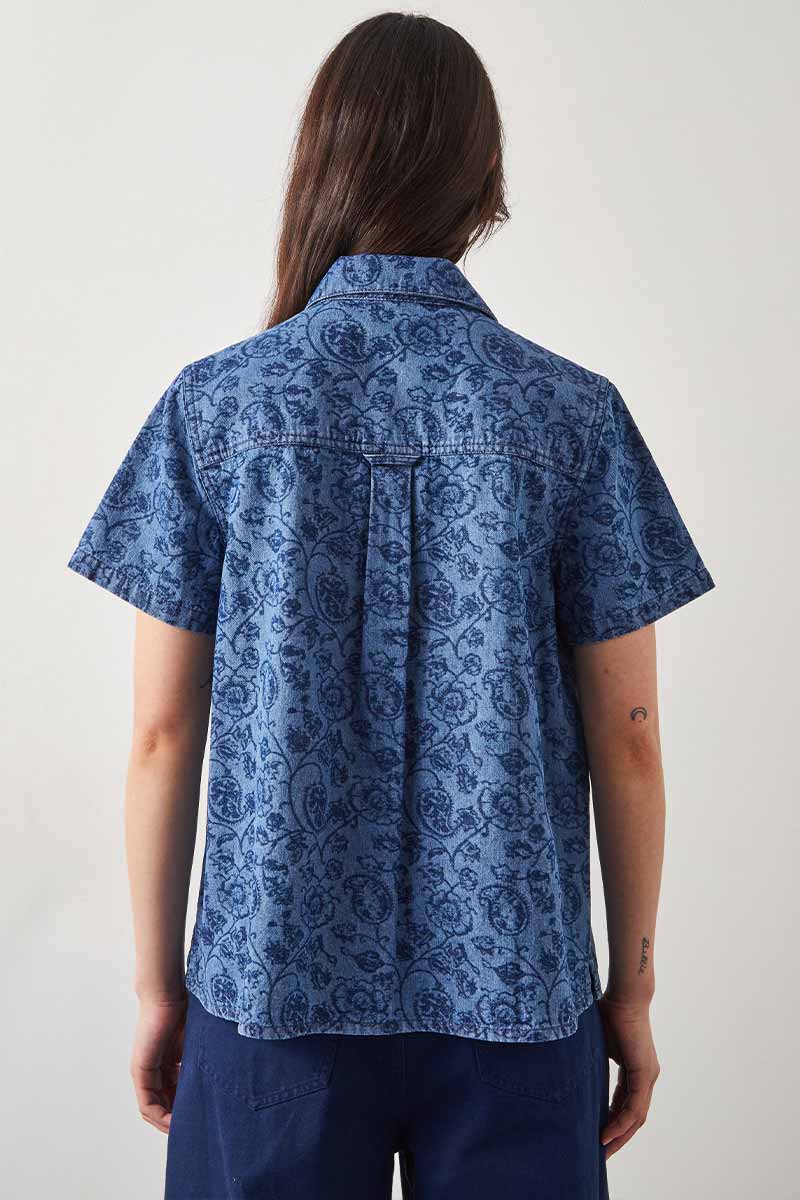 Domi Blue Printed Denim Shirt