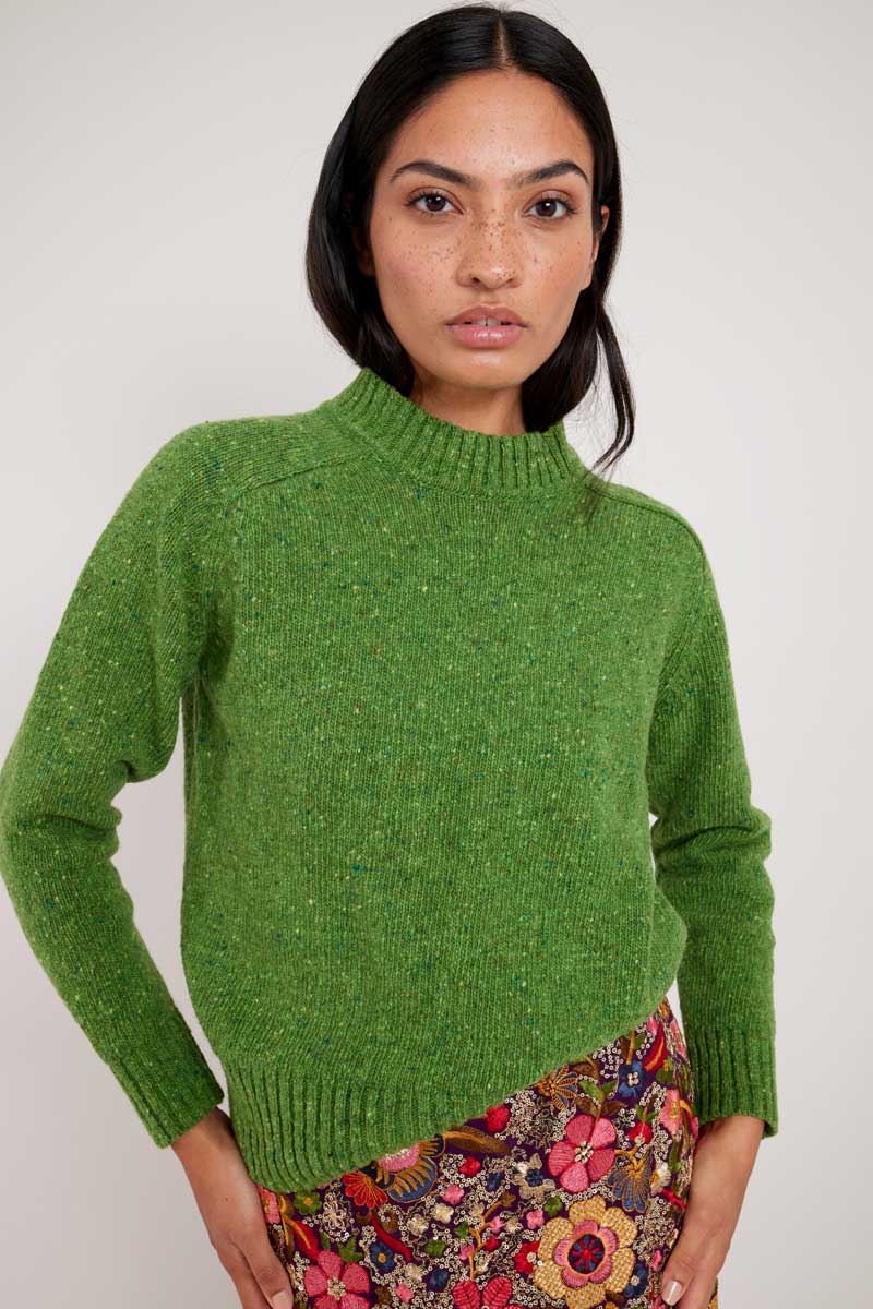 Green Donegal Merino Wool Jumper - Main Image