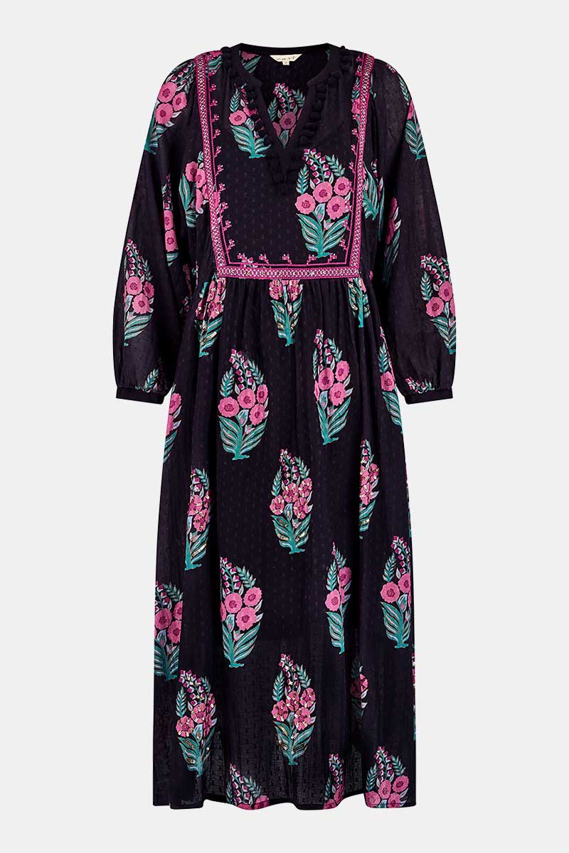 Front shot of East Logan printed dobby dress