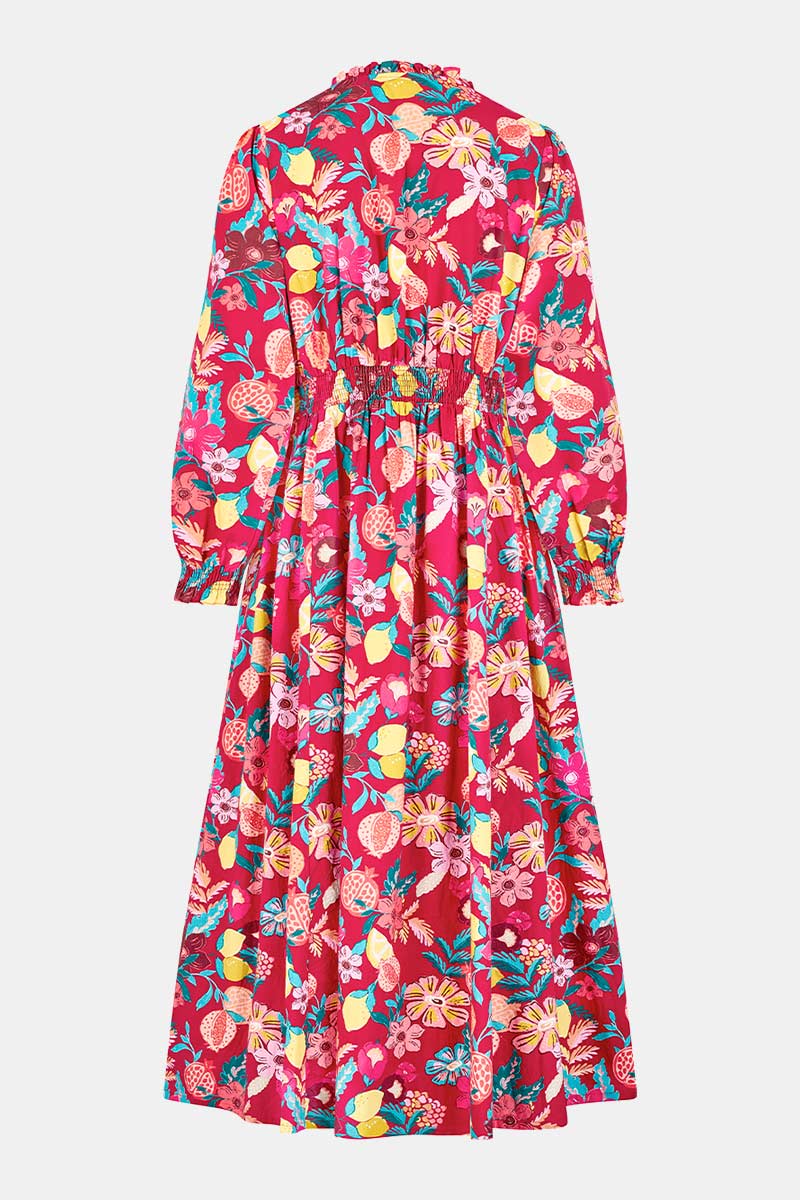 Back shot. EAST x Romy Gill, Romy printed dress.