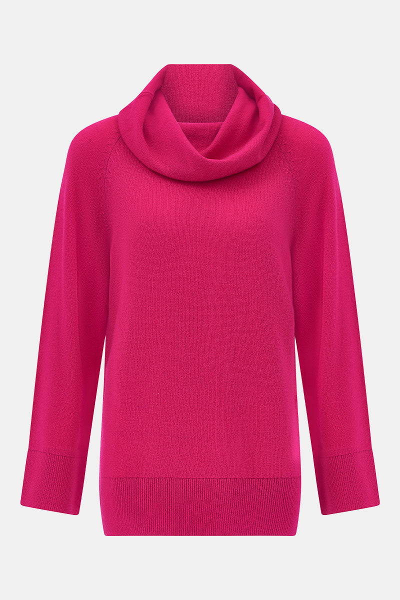 Front image of EAST Ruhn Pink Cashmere Roll Neck Jumper