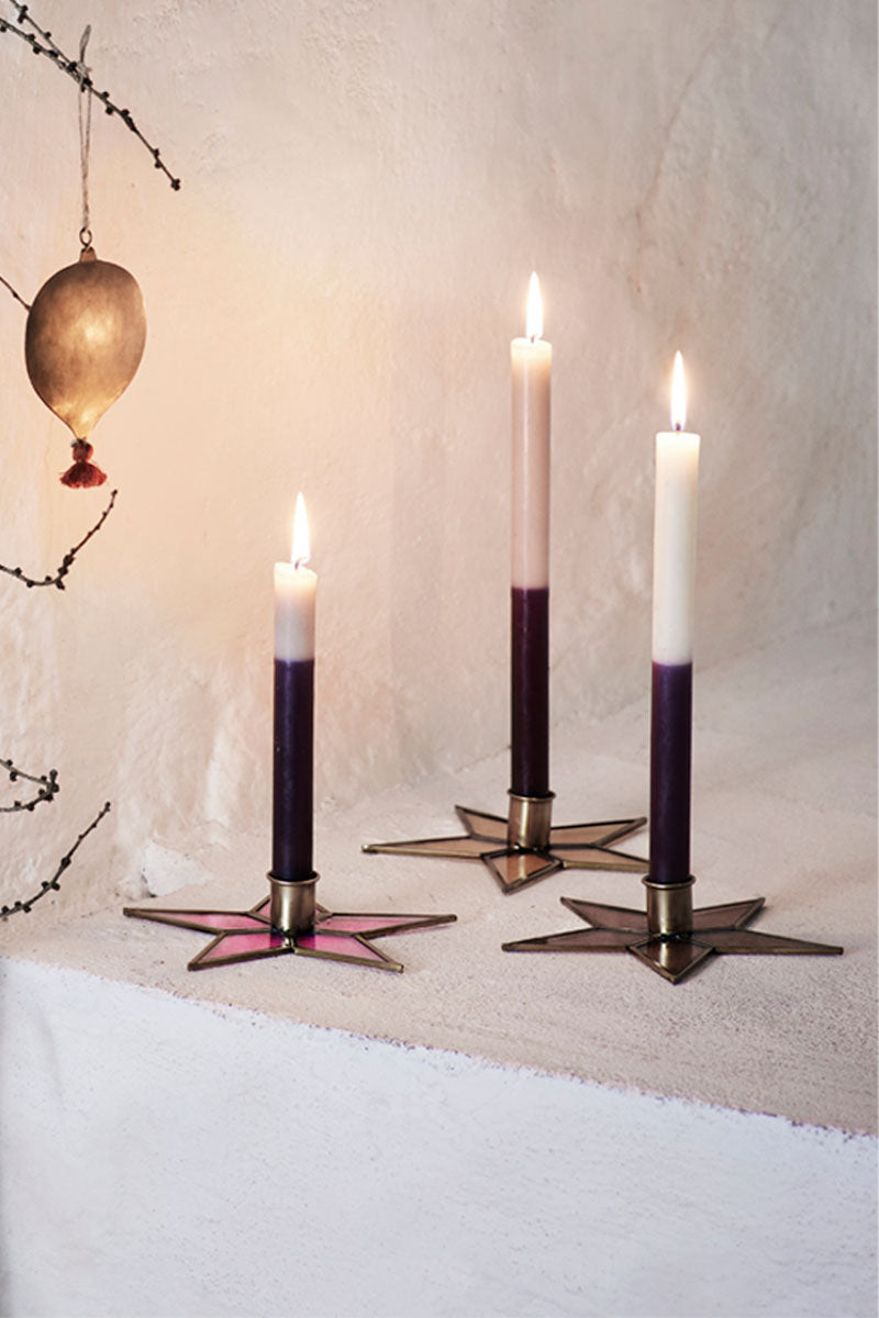 Madam Stoltz Glass Star Candle Holder