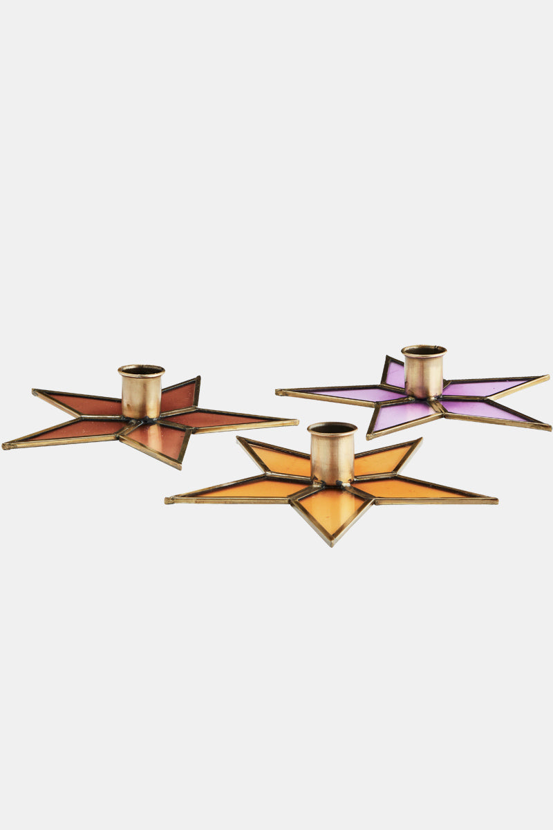 Madam Stoltz Glass Star Candle Holder