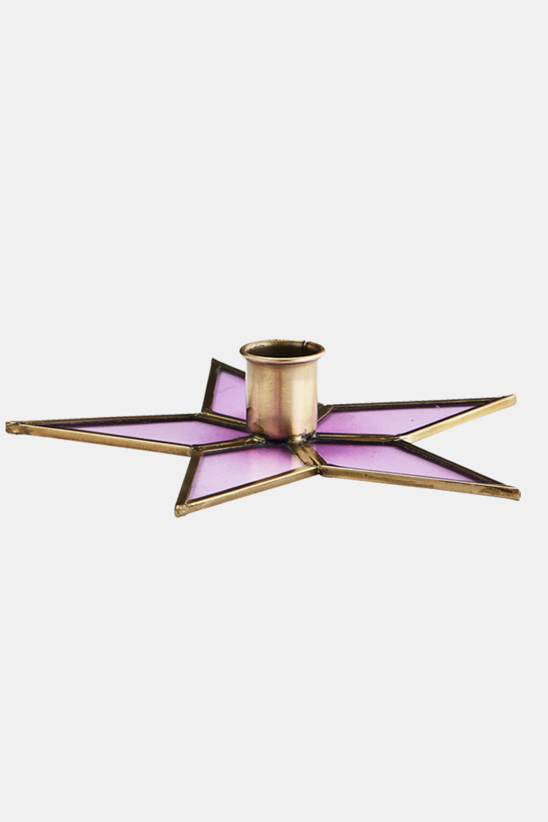 Madam Stoltz Glass Star Candle Holder