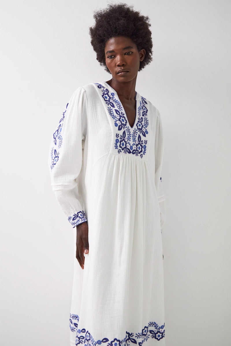 Tamara Embroidered Cotton Midi Dress