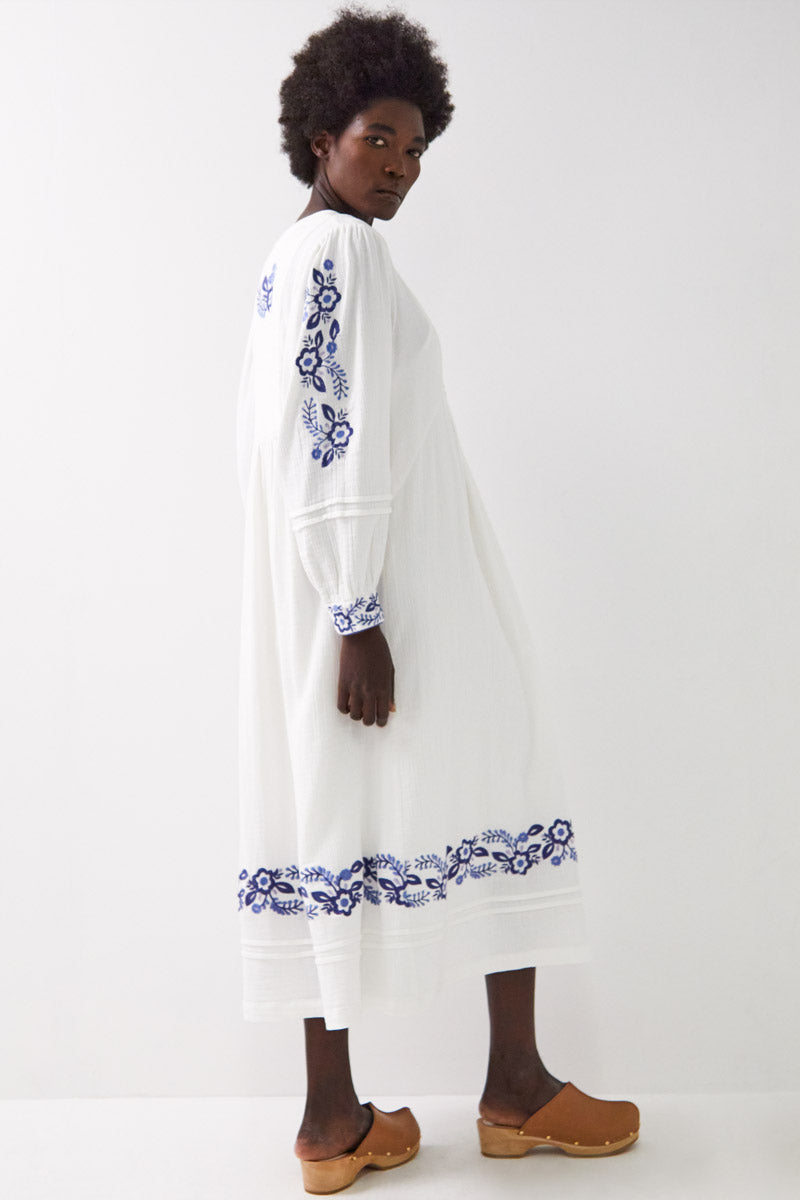 Tamara Embroidered Cotton Midi Dress