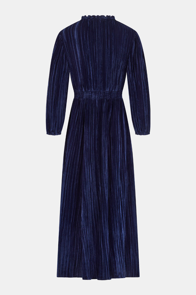 Back shot. East Heritage Wendy navy velvet dress.