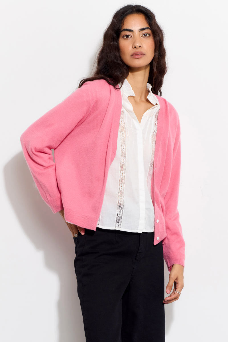 Meleri Silk & Cashmere Pink Cardigan