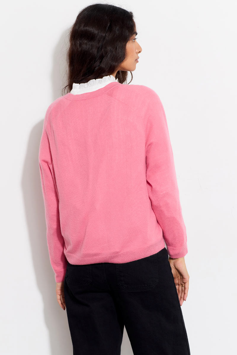 Meleri Silk & Cashmere Pink Cardigan