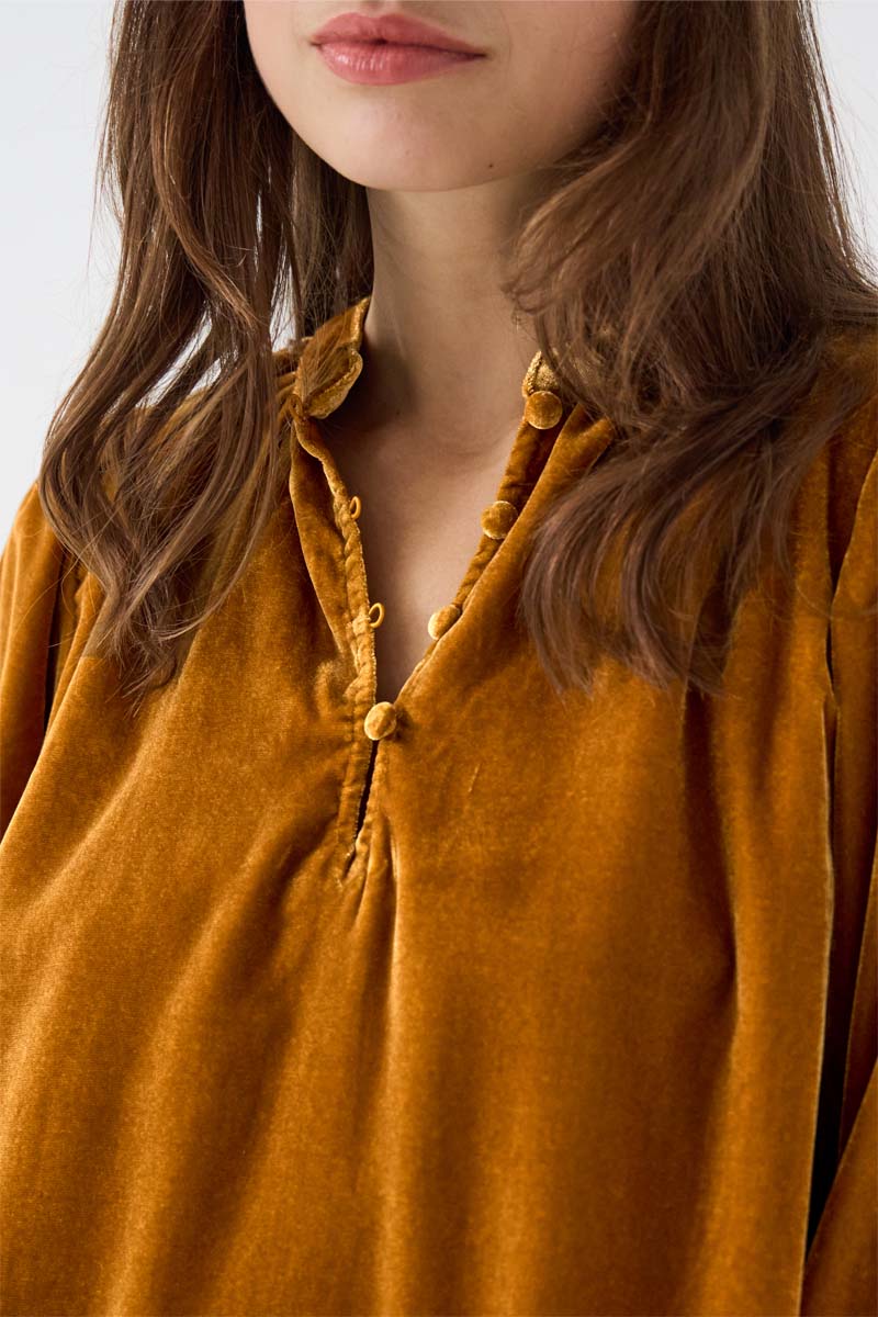 Coira Tan Velvet Top