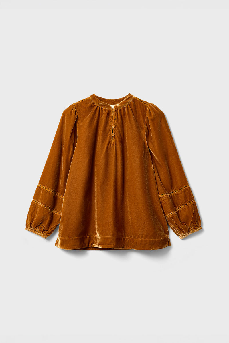 Coira Tan Velvet Top