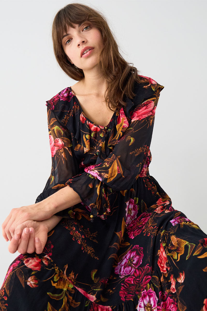 Dylan Floral Print Ruffle Maxi Dress