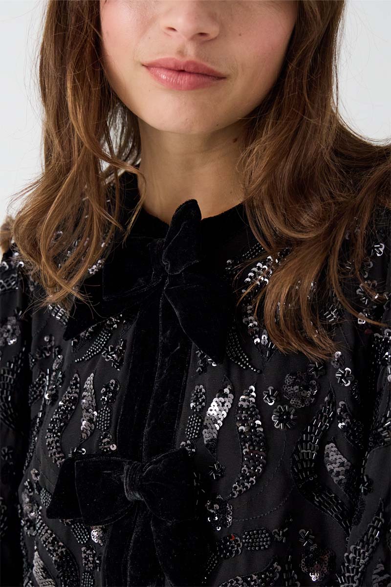 Elinor Velvet Embellished Bow Jacket