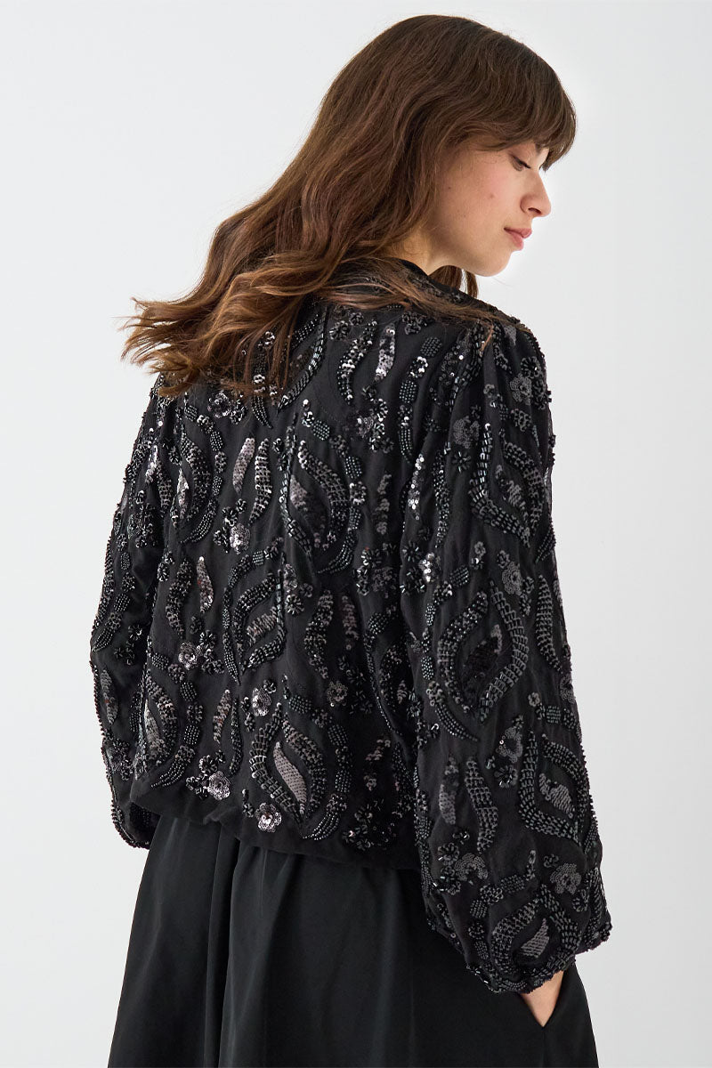 Elinor Velvet Embellished Bow Jacket