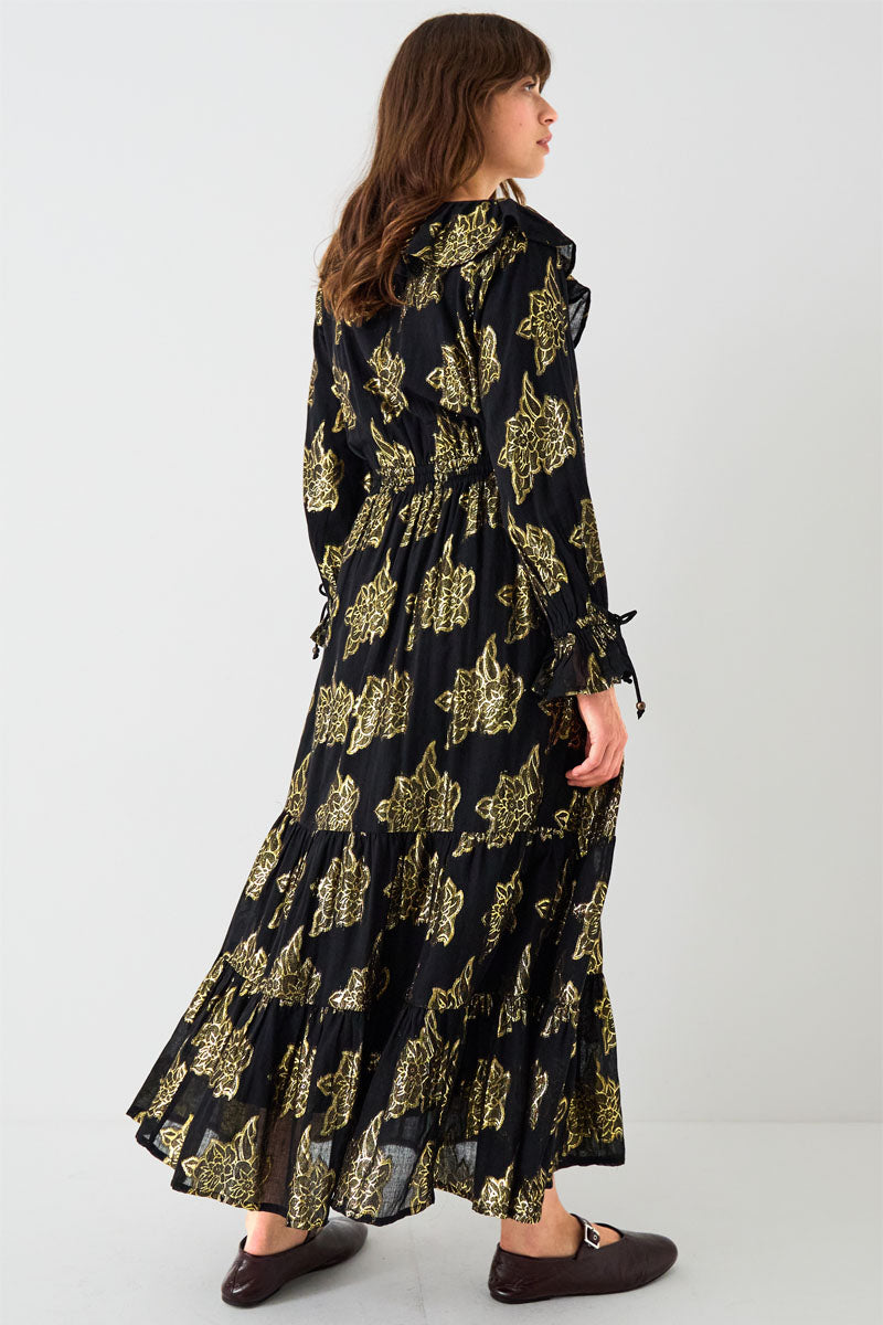 Gwen Gold Jacquard Dress