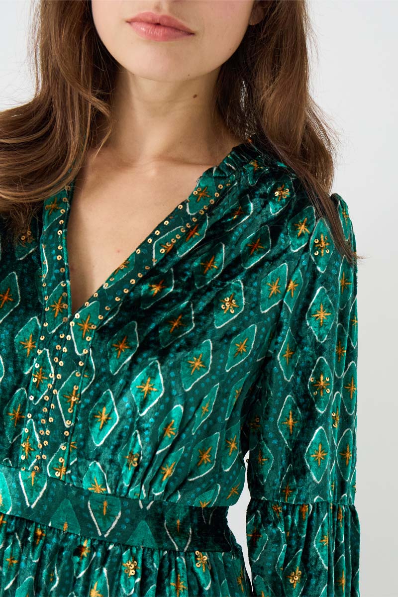 Junia Geo Velvet Dress