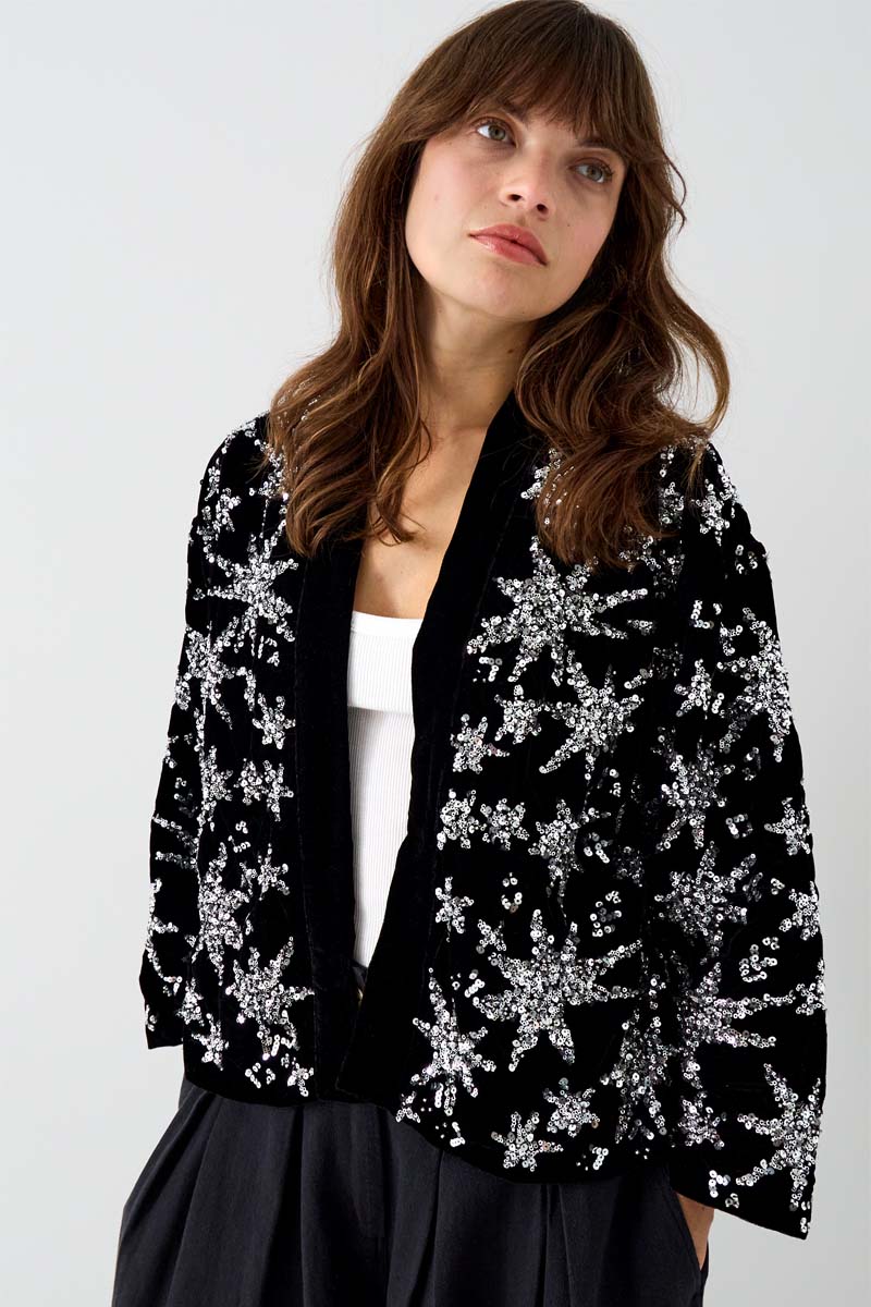 Medi Sequin Embellished Kimono Jacket