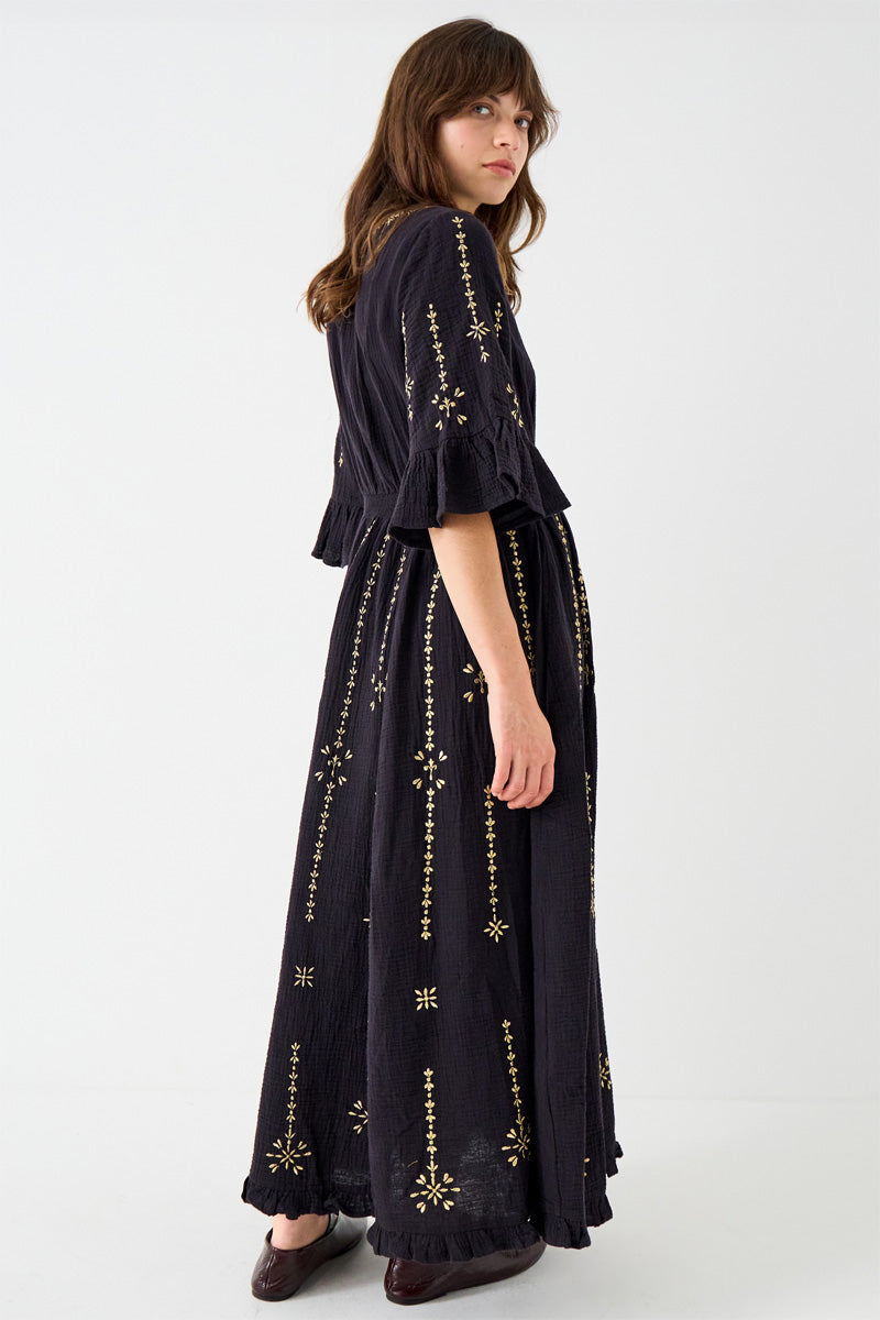 Victoria Gold Embroidered Dress