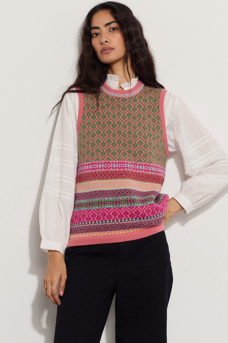 East x Oubas Fair Isle Wool Sweater Vest - Main Image