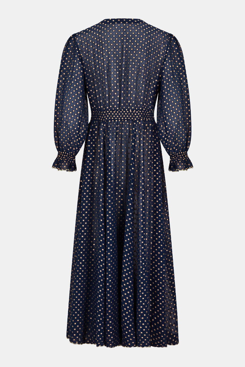 Back shot. East Heritage Polina Gold Spot Dress.