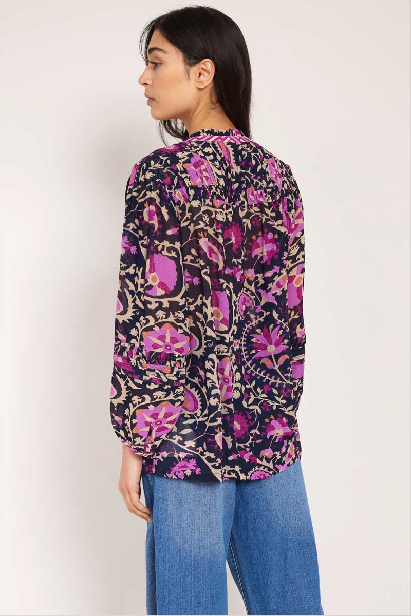 Back view of Lanya pintuck blouse