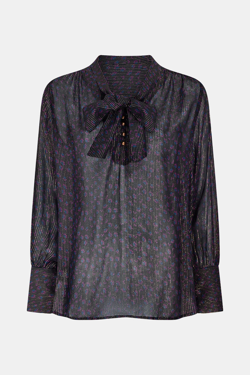 Nesta Metallic Pussybow Blouse