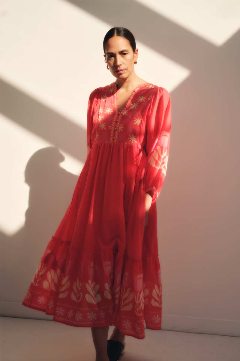 Melba Coral Cotton Dress