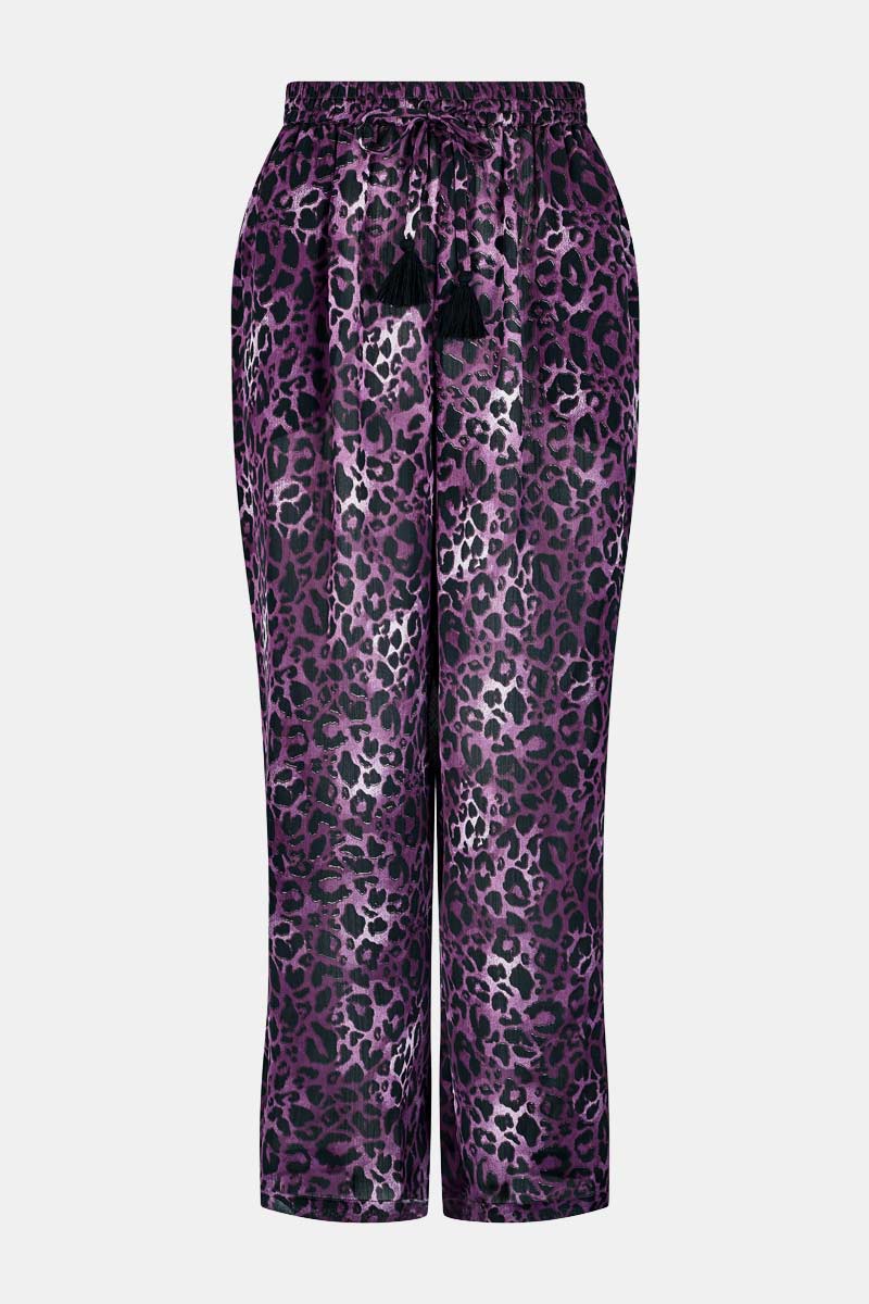 Rhiannon Leopard Print Wide Leg Trousers