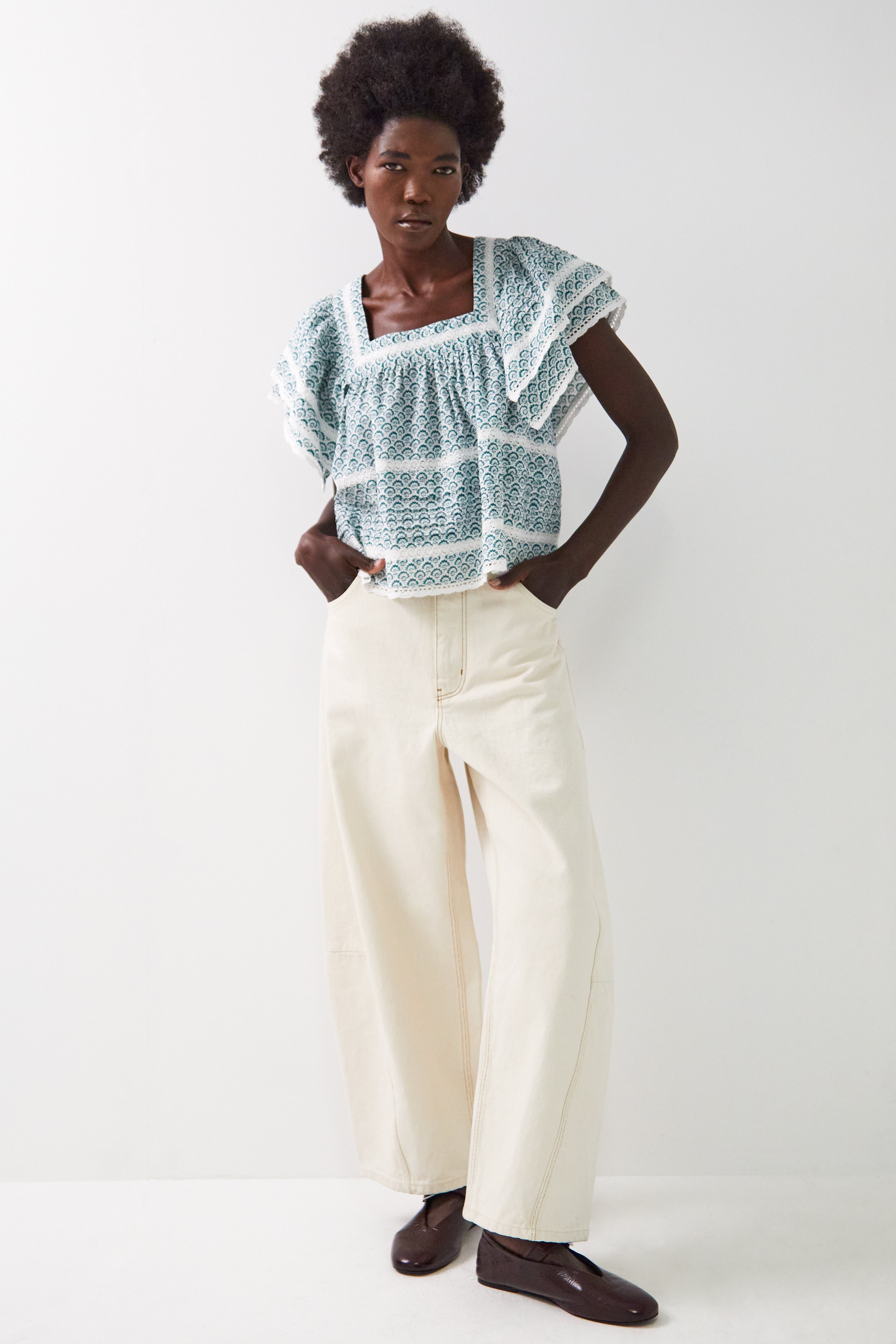 Duva Printed Cotton Top