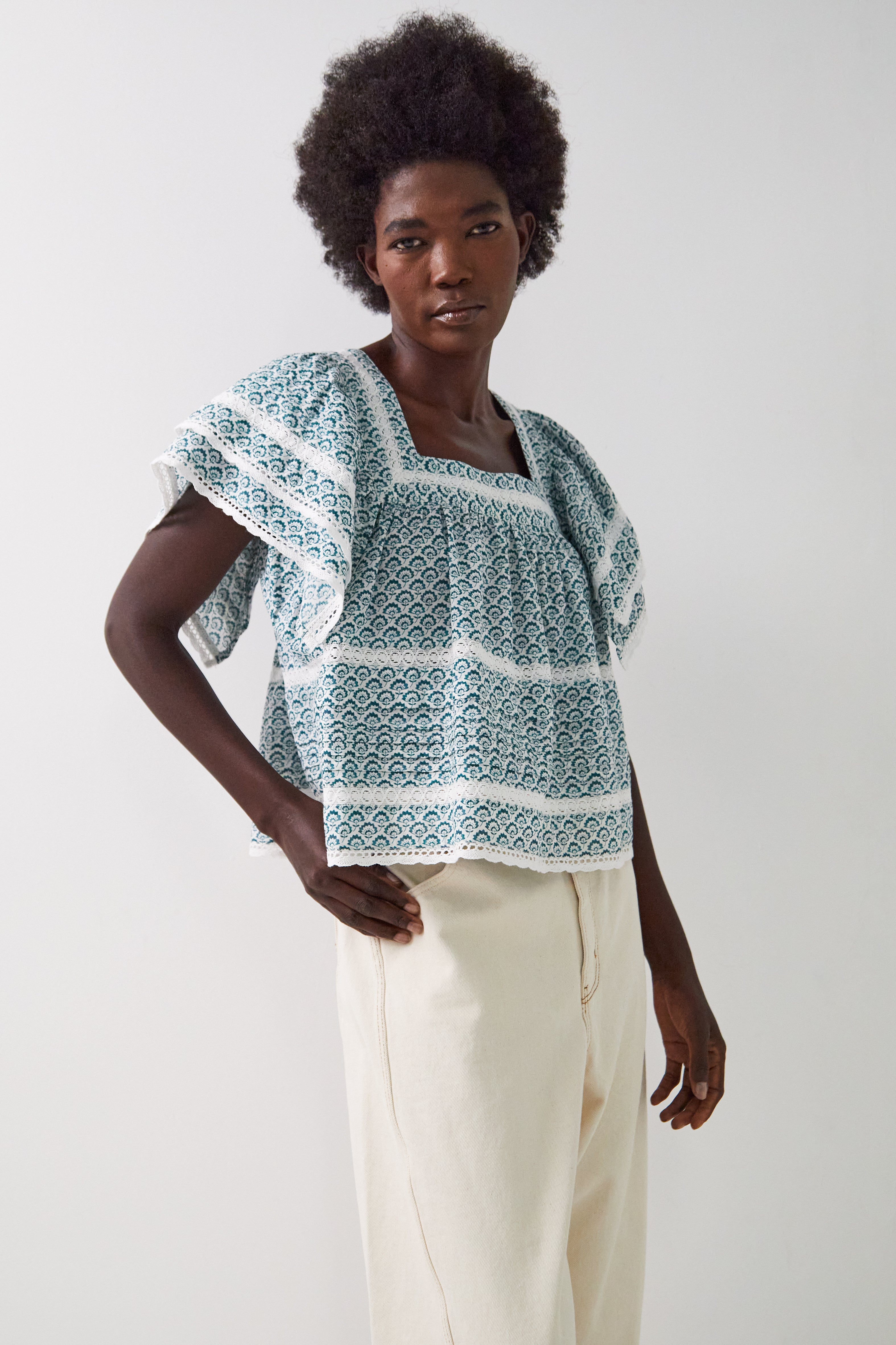 Duva Printed Cotton Top