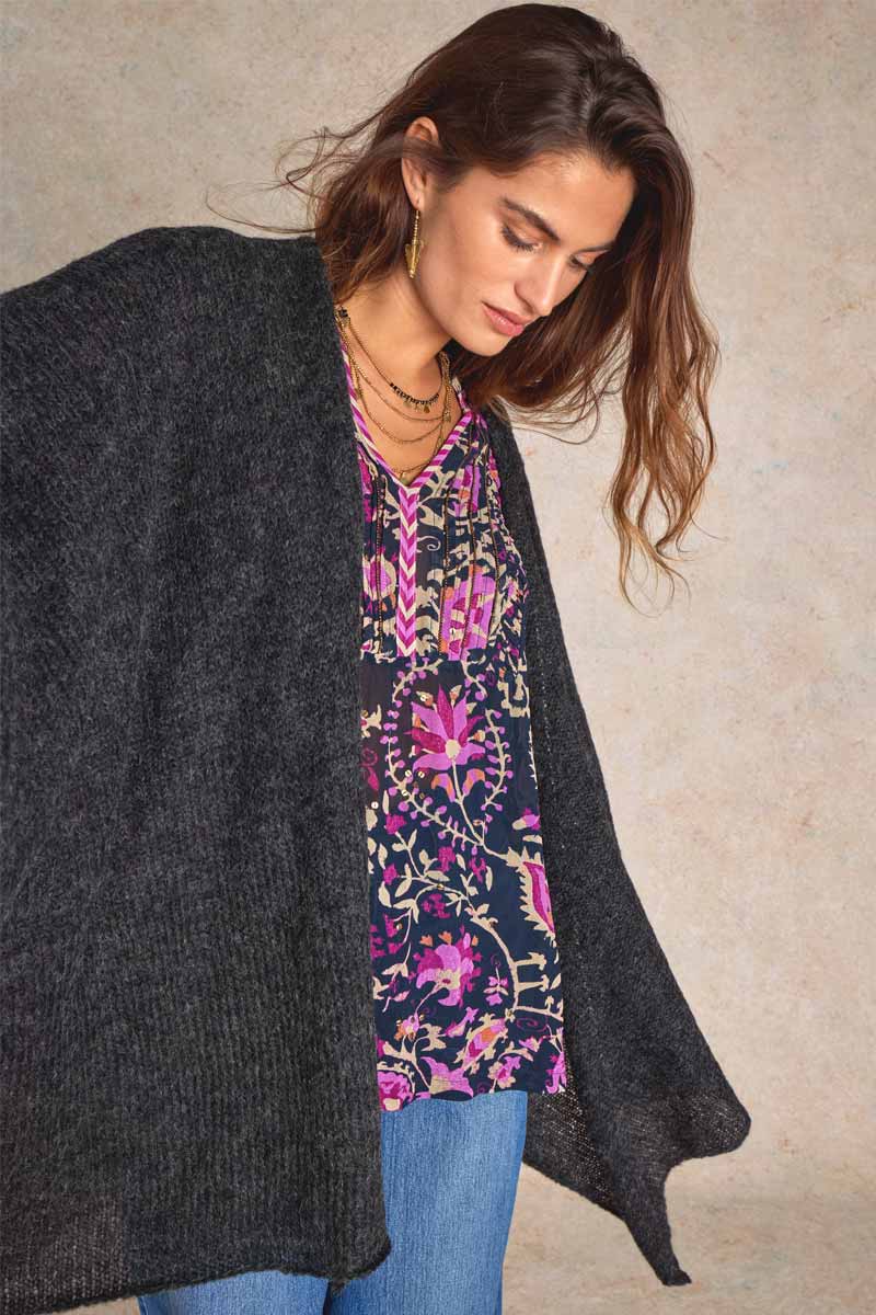 Lanya Navy Printed Gold detail Blouse