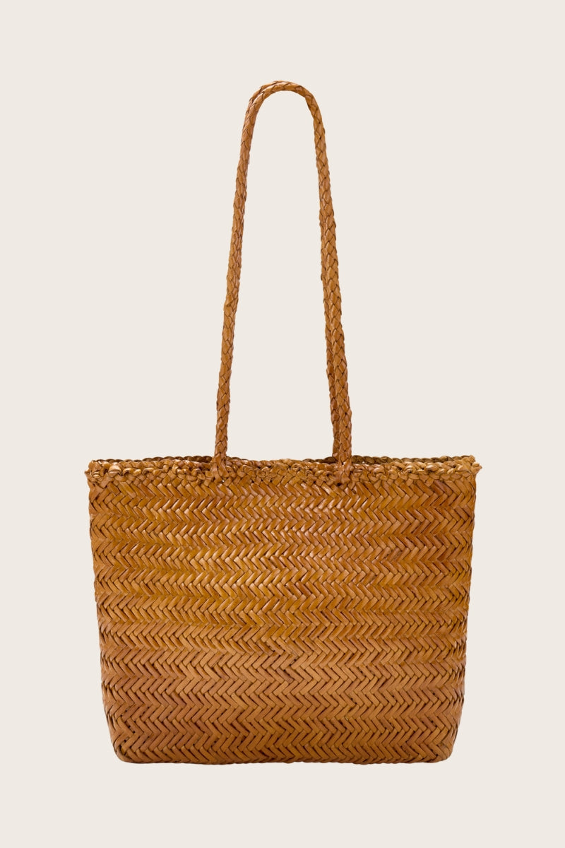 Ari Woven Leather Tote Bag Mustard