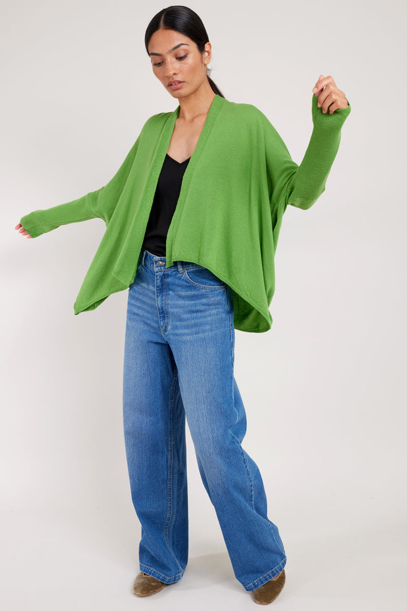 Eden Green Merino Wool Wrap Cardigan