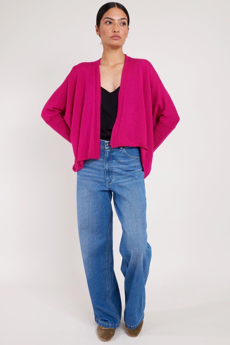 Eden Pink Merino Wool Wrap Cardigan - Main Image