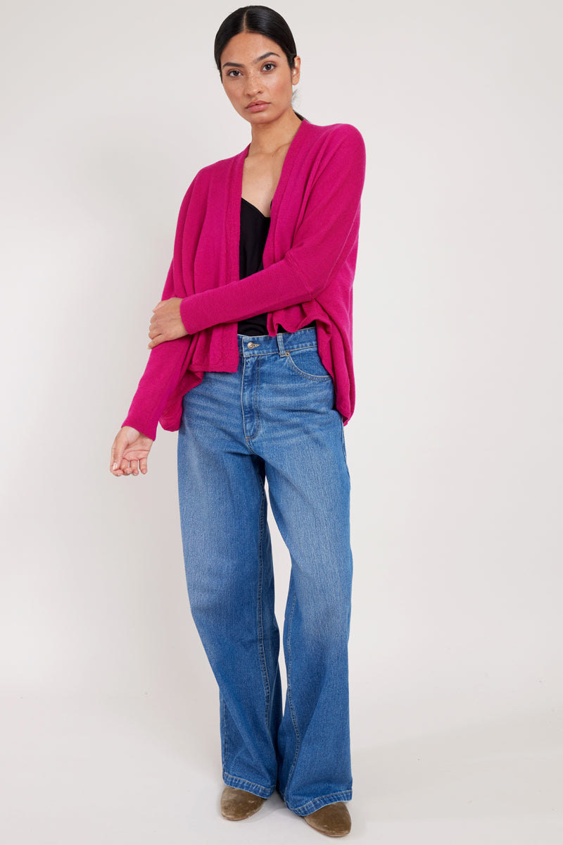 Eden Pink Merino Wool Wrap Cardigan