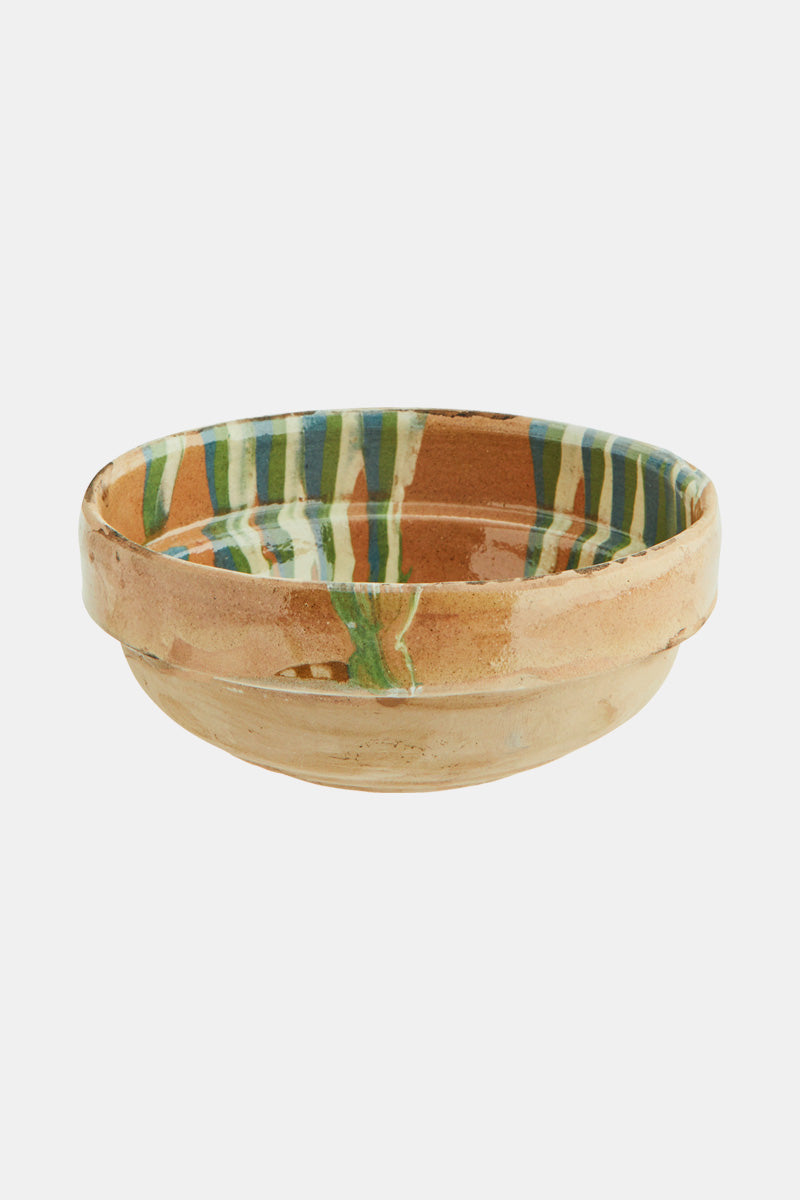Madam Stoltz Orange and Green Hand painted Earthenware Bowl