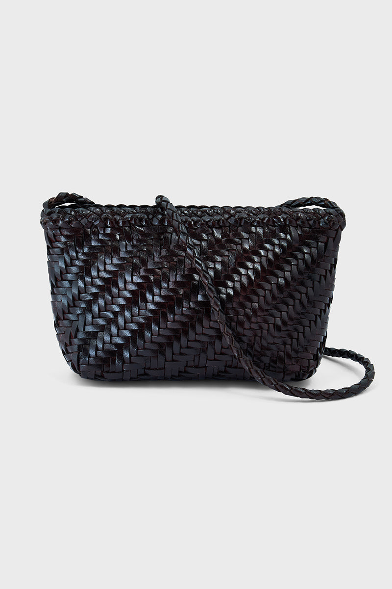 Sia Woven Leather Crossbody Bag Espresso