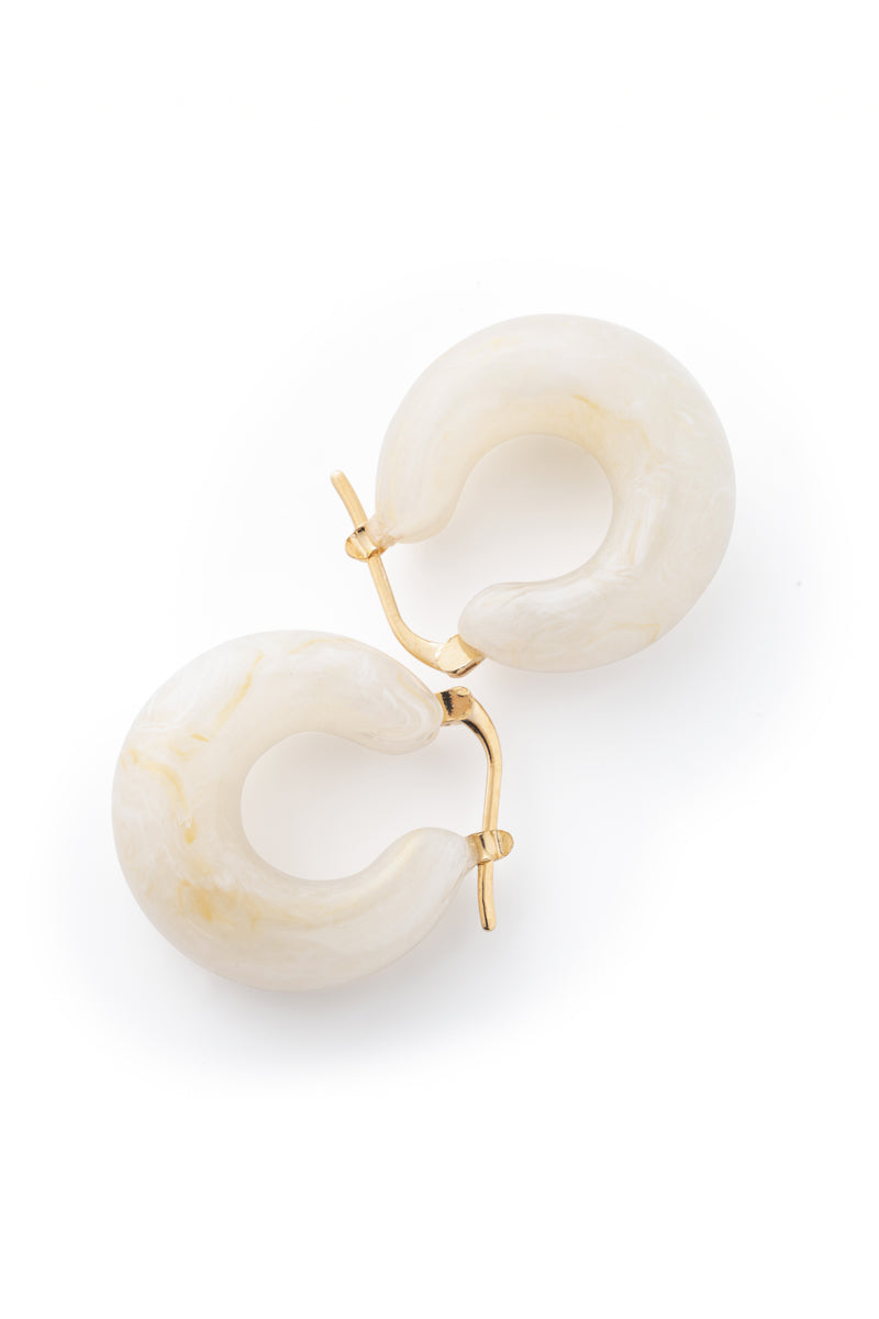 Pearl Marble Moon Earrings