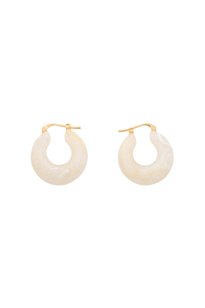 Pearl Marble Moon Earrings