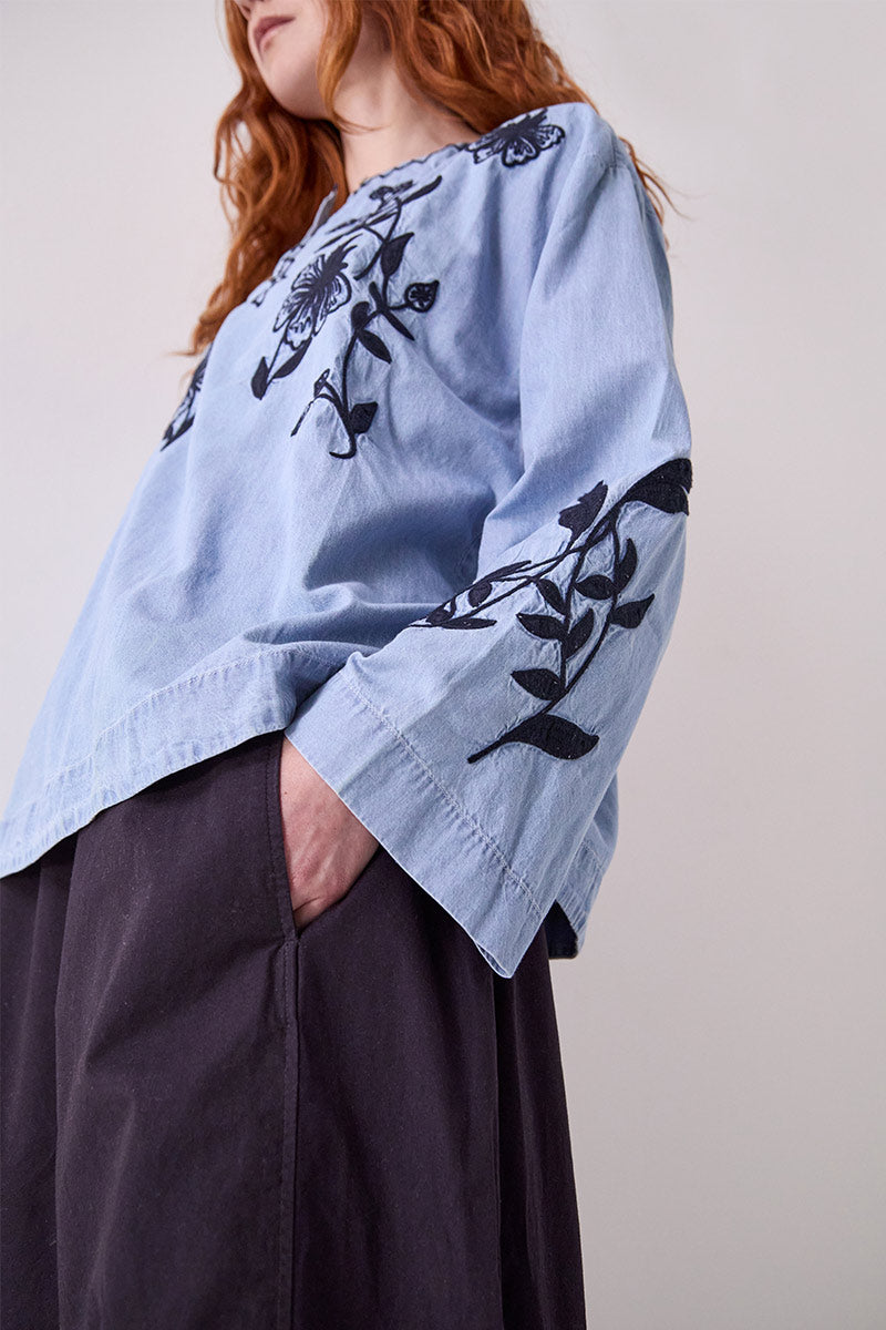 Andie Embroidered Denim Top