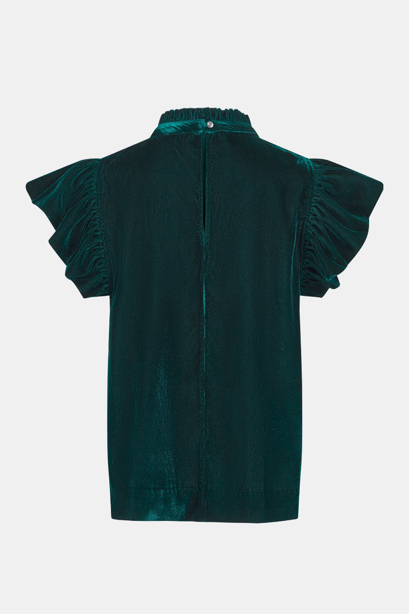 Antonia Flutter Sleeve Velvet Top