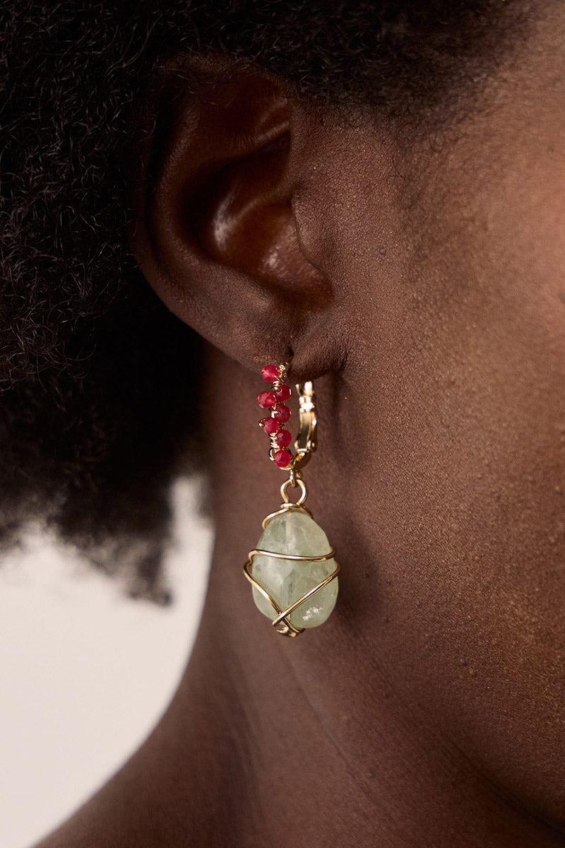 Gold-Plated Fluorine Gemstone Earrings