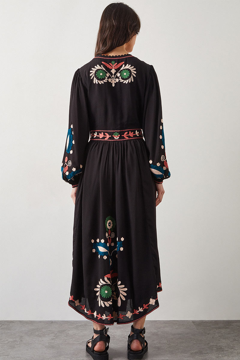 Aurina Floral Embroidered Dress