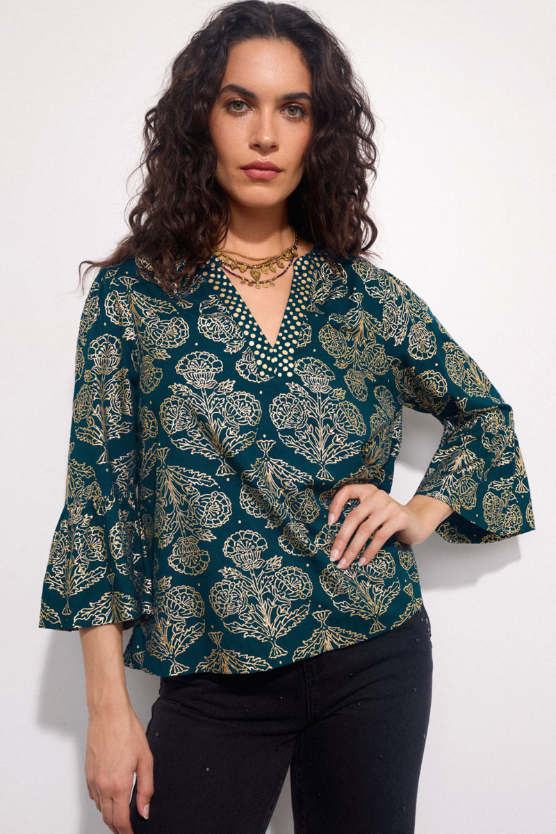 Aviana Floral Foil Blouse