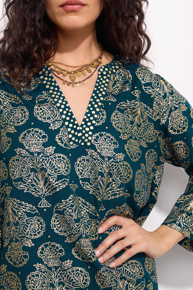 Aviana Floral Foil Blouse