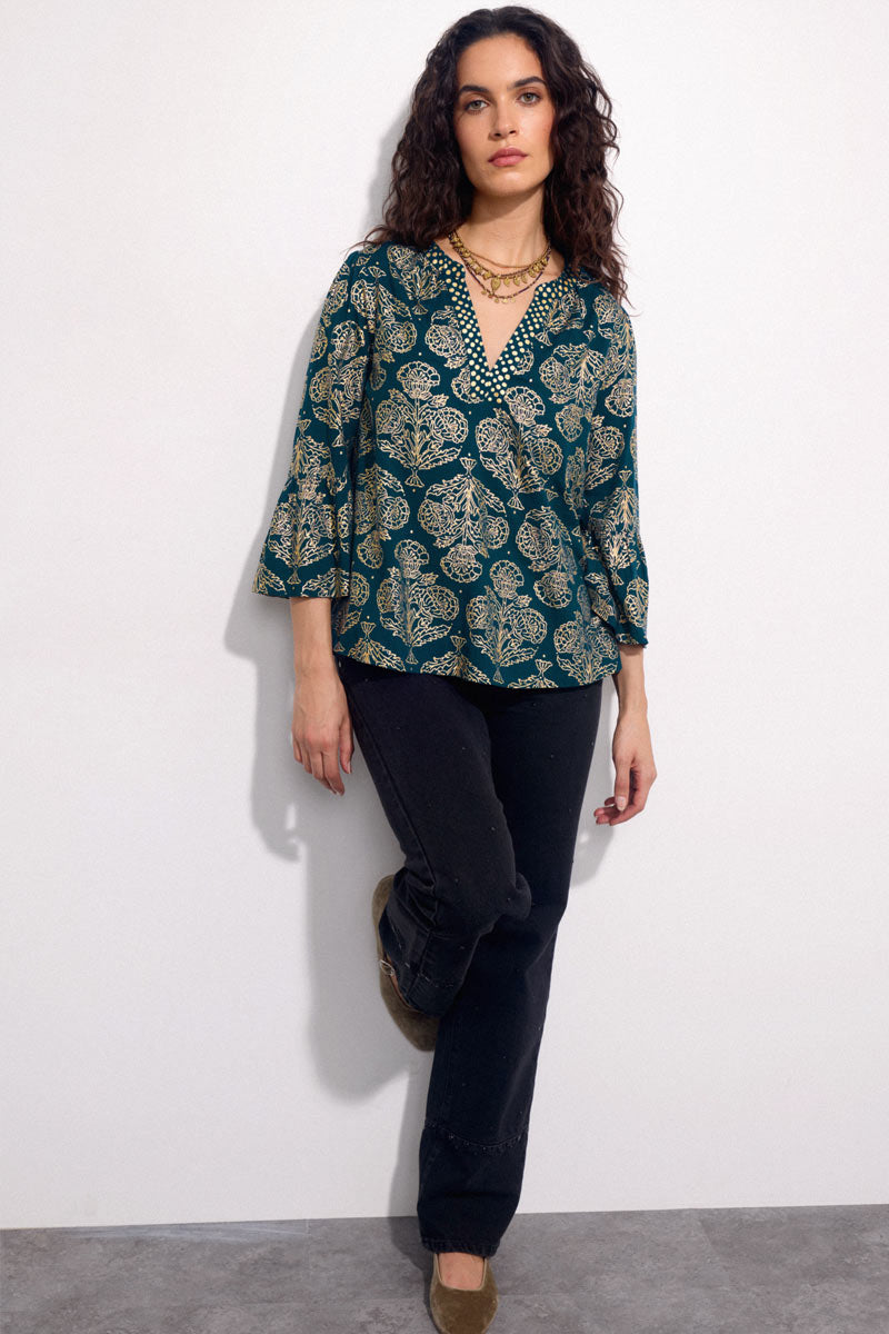 Aviana Floral Foil Blouse