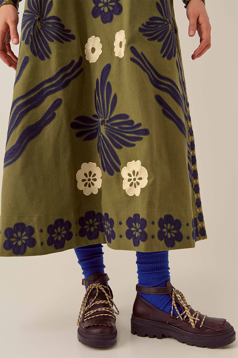 Bella Embroidered Cotton Twill Dress