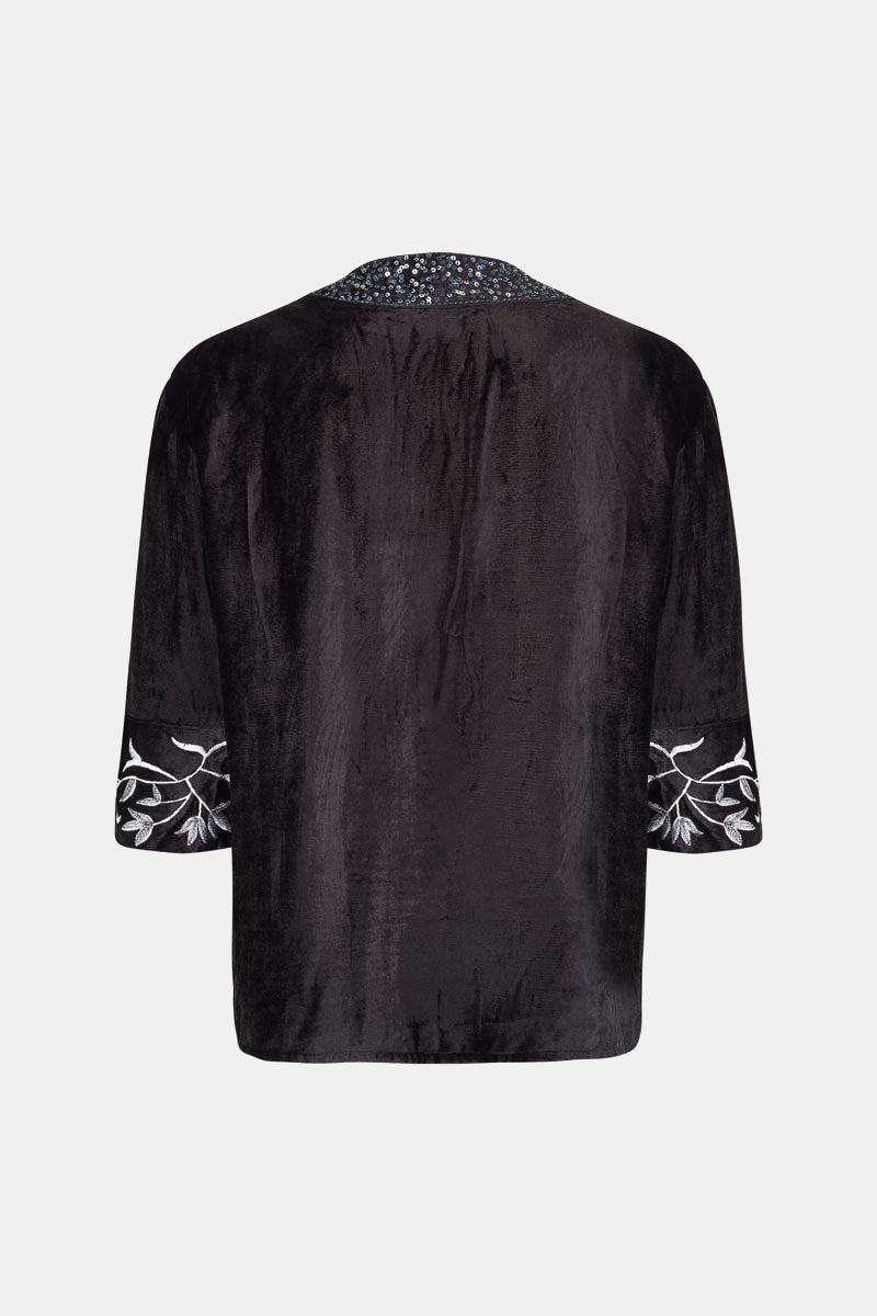 Bibi Embroidered Velvet Top